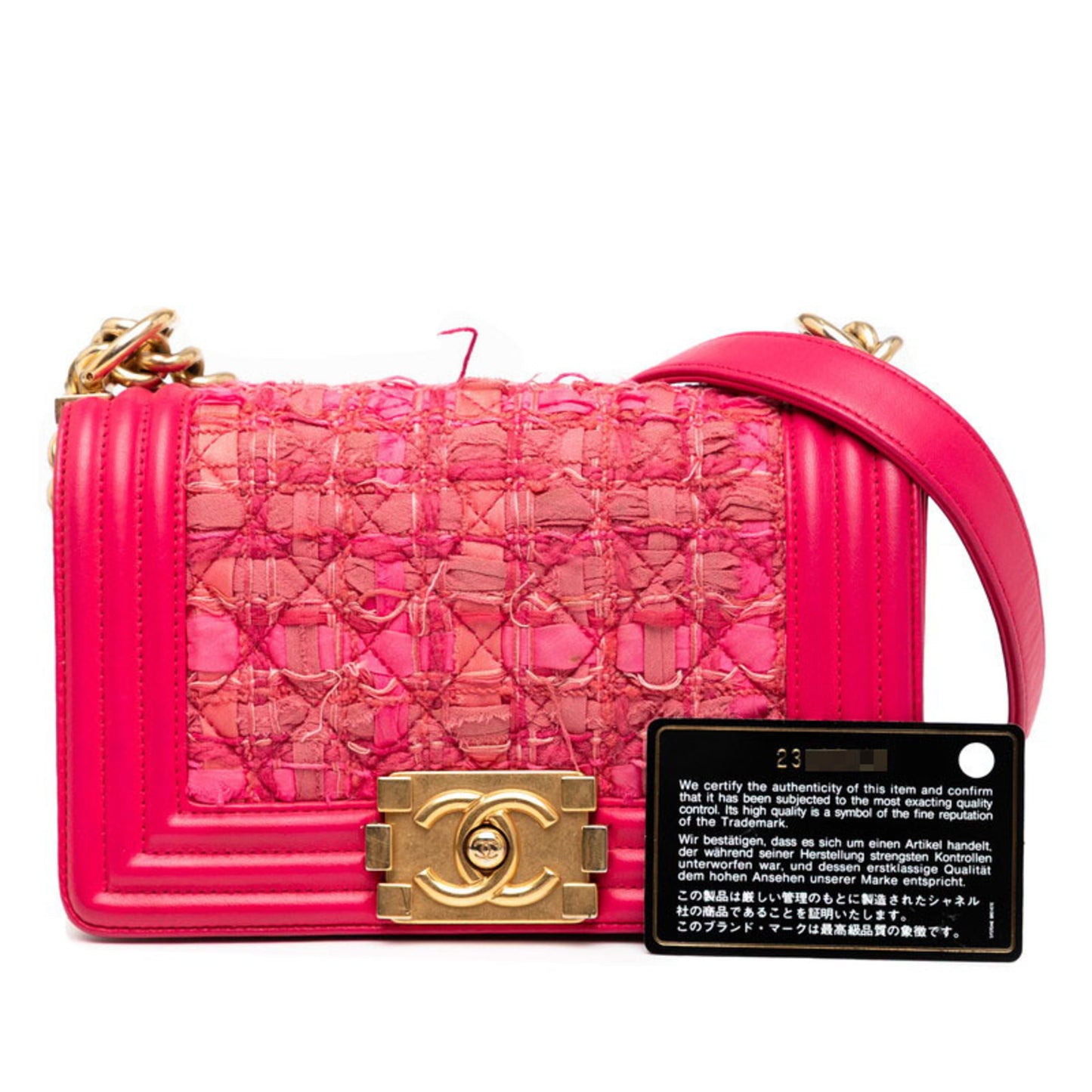 Chanel Boy Chanel 20 Chain Shoulder Bag In Pink Tweed
