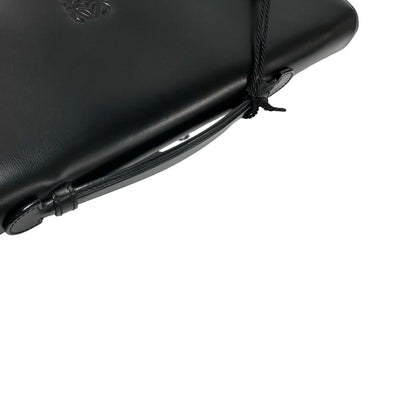Loewe Anagram Logo Leather Genuine 2-Way Business Bag Handbag Shoulder Black 86242