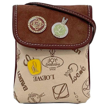 Loewe Shoulder Bag Ec-23670 Beige Brown Anagram 160Th Anniversary Canvas Leather Suede 290606 Loewe