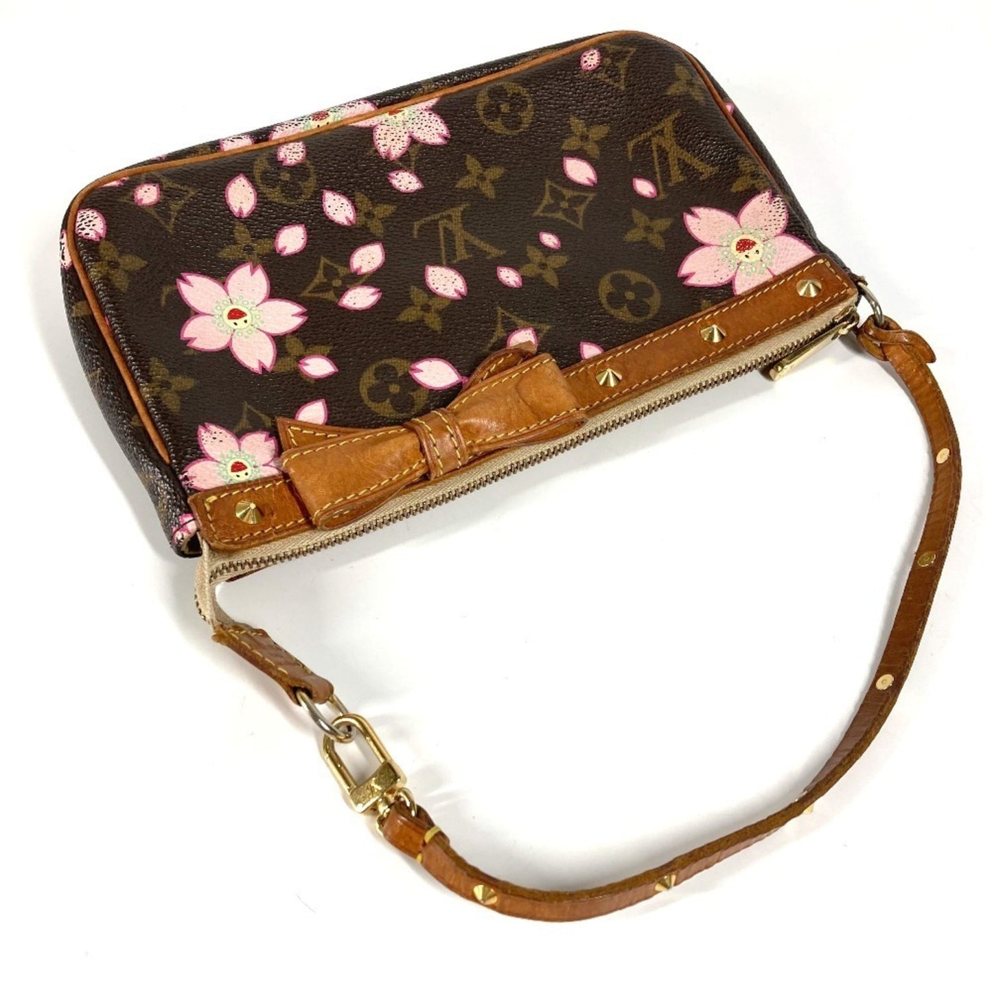 Louis Vuitton M92006 Monogram Cherry Blossom Pochette Accessoires By Takashi Murakami. Mini Handbag