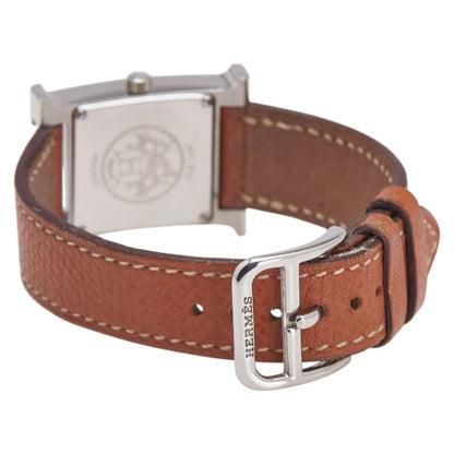 Herms H Watch Hh1.210 Quartz Silver Dial Stainless Steel Leather