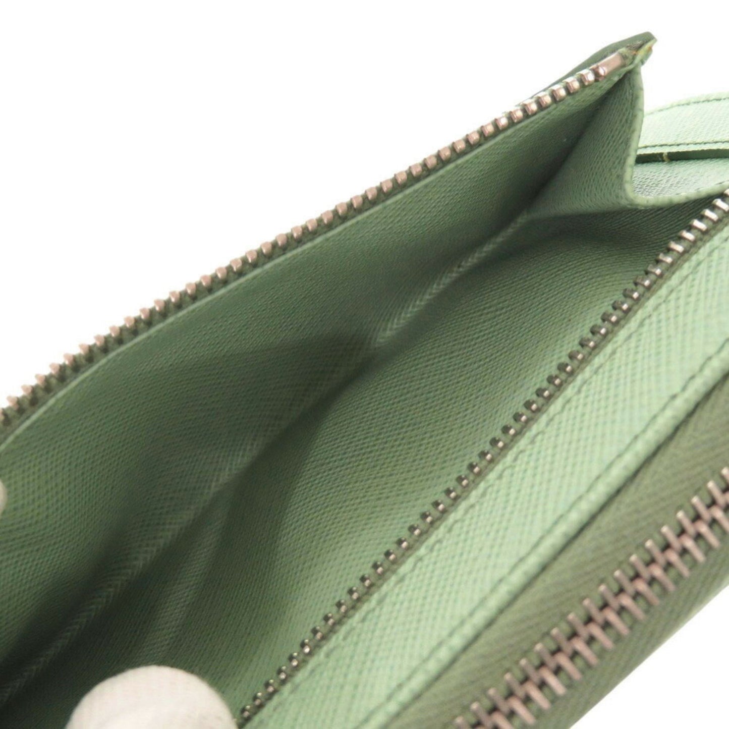 Like New Prada Saffiano Green L-Shaped Long Wallet 0372Prada
