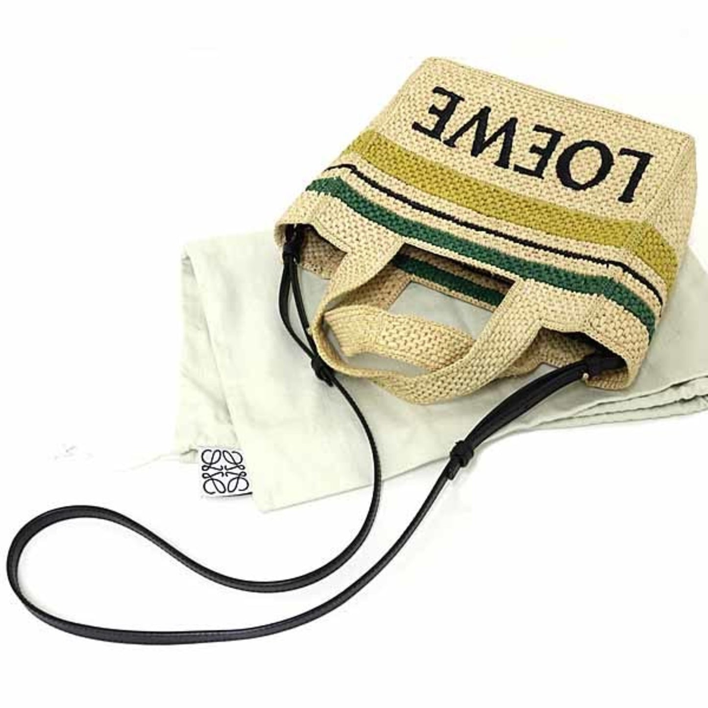 Loewe Loewe Font Tote Small Raffia Stripe Shoulder Bag
