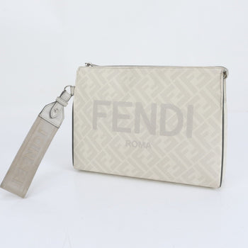 Fendi Zucca Ff Leather Second Bag/Clutch/Pouch Gray