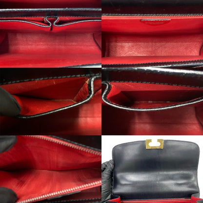 Celine Triomphe Logo Hardware Calfskin Leather Handbag Mini Tote Bag Black 254-2