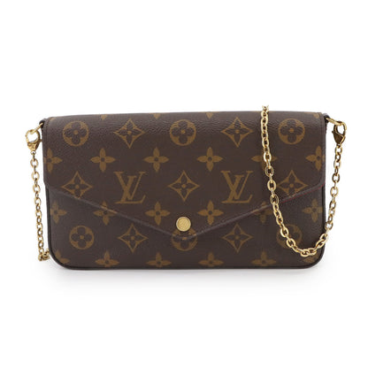 Louis Vuitton Monogram Felicie Pochette Chain Wallet In Brown Fuchsia