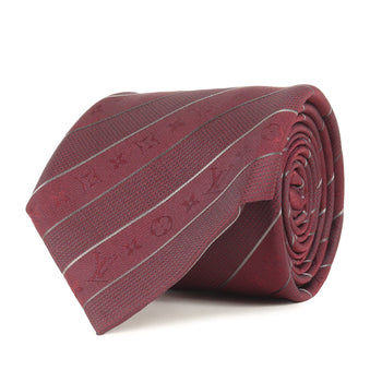 Louis Vuitton Monogram Regimental Silk Wine Red Tie For Men