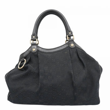 Gucci Gg Canvas Sukey Handbag 211944 Black Champagne
