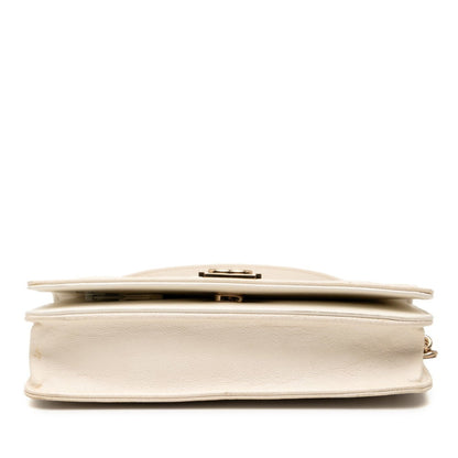 Chanel Boy Chanel Coco Mark Crossbody Chain Wallet Shoulder Bag In White Caviar Skin