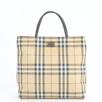 Burberry Nova Check Leather Tote Bag
