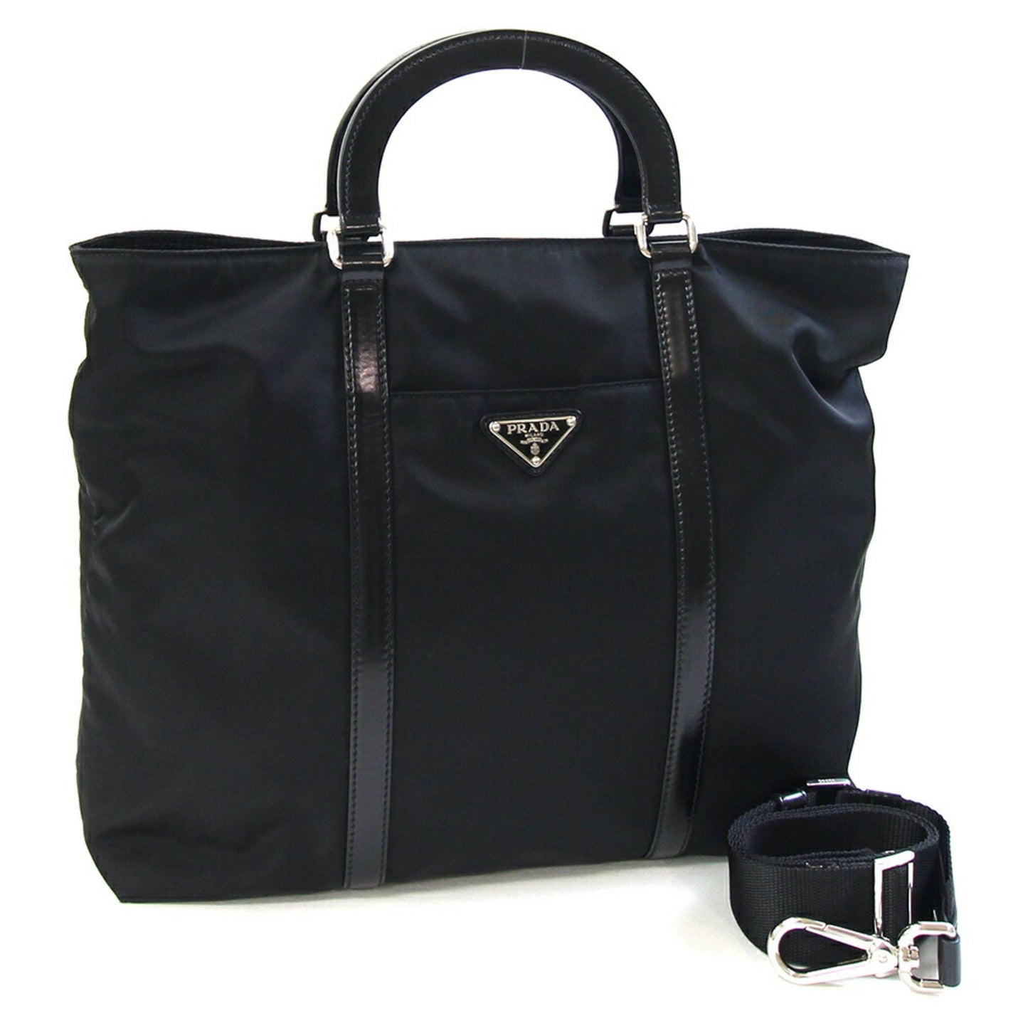 Prada Handbag Bn1057 Black Nylon Leather Shoulder Bag Hand Tote