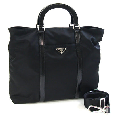 Prada Handbag Bn1057 Black Nylon Leather Shoulder Bag Hand Tote