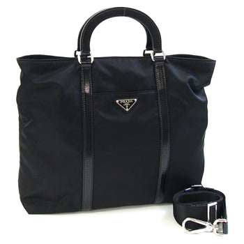 Prada Handbag Bn1057 Black Nylon Leather Shoulder Bag Hand Tote