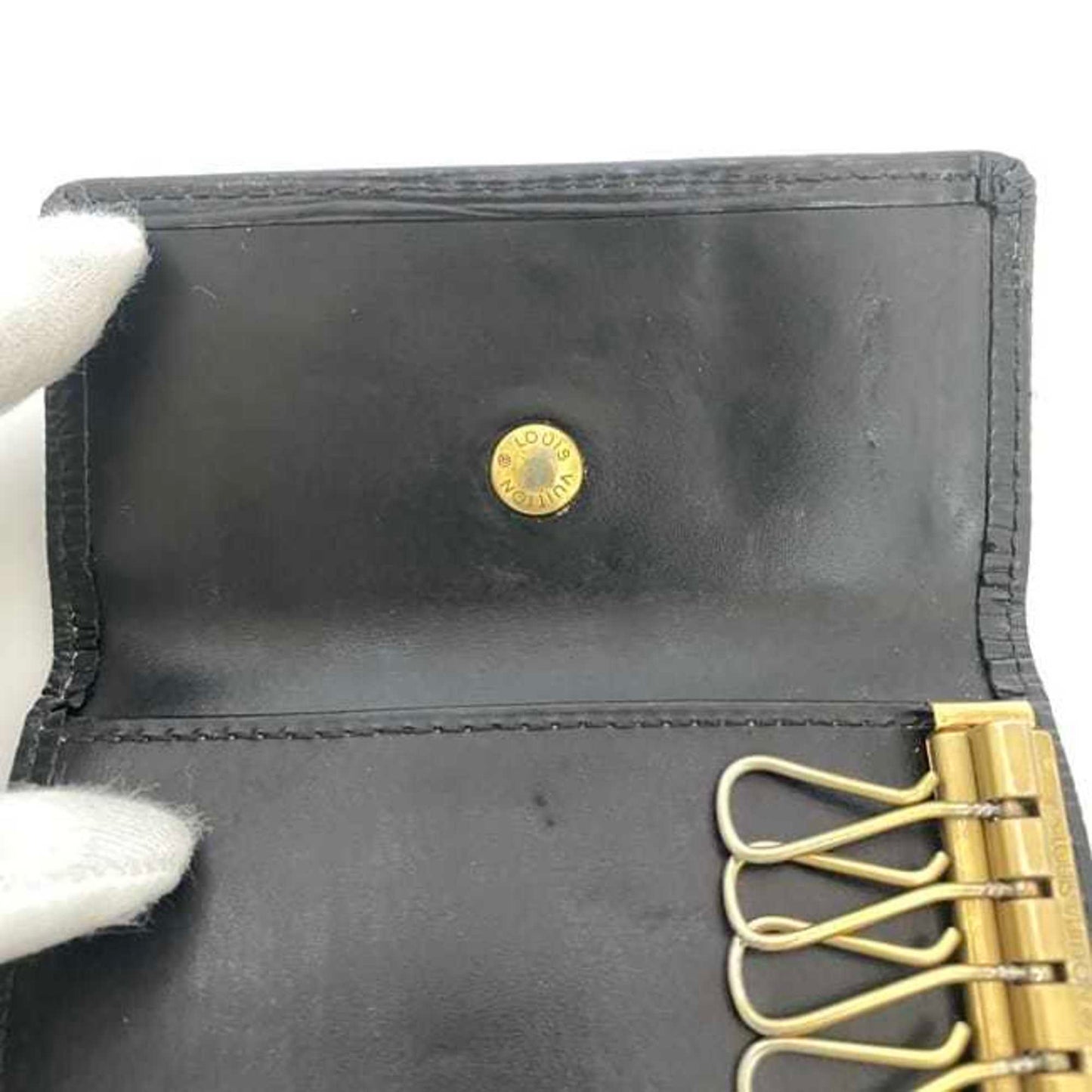 Louis Vuitton 4-Ring Key Case Multicle 4 Ec-22970 Black Noir Epi M63822 Leather Ca0012 Louis