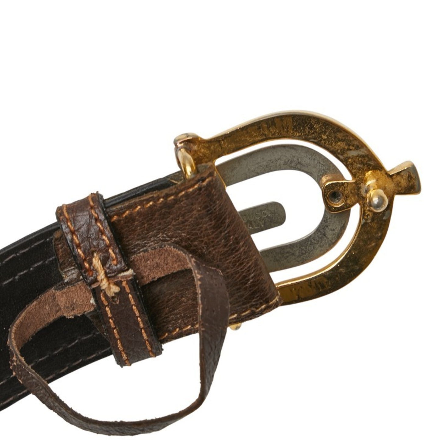 Gucci Old Belt Brown Beige Leather Canvas