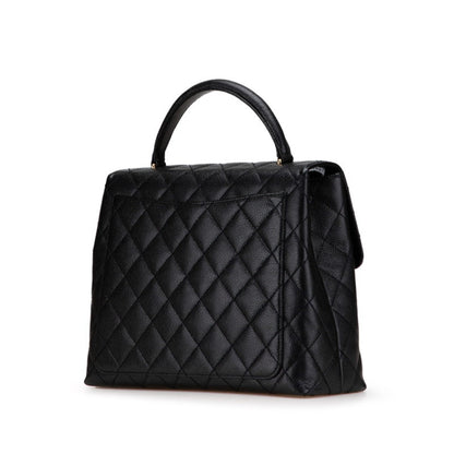 Chanel Matelasse Coco Mark Handbag In Black Caviar Skin