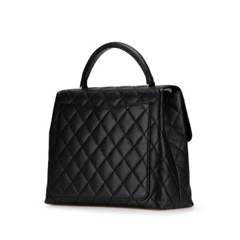 Chanel Matelasse Coco Mark Handbag In Black Caviar Skin