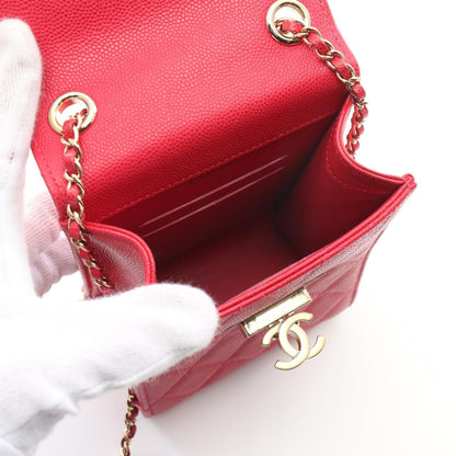 Chanel Matelasse Phone Pouch Shoulder Bag Leather Grained Calfskin