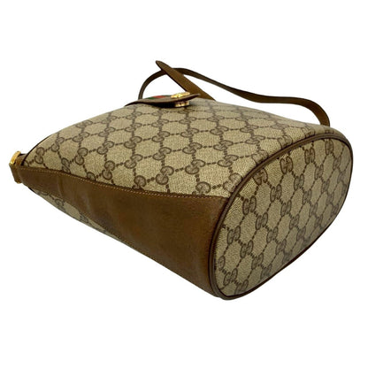 Gucci Old Gucci Vintage Sherry Line Gg Logo Hardware Leather Shoulder Bag Brown 96481