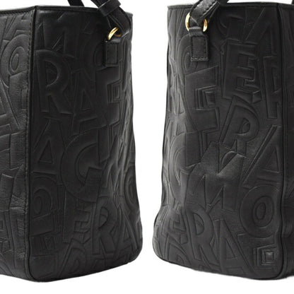 Salvatore Ferragamo Bonnie Shoulder Bag In Black Embossed Calfskin Leather (Re-21F963)