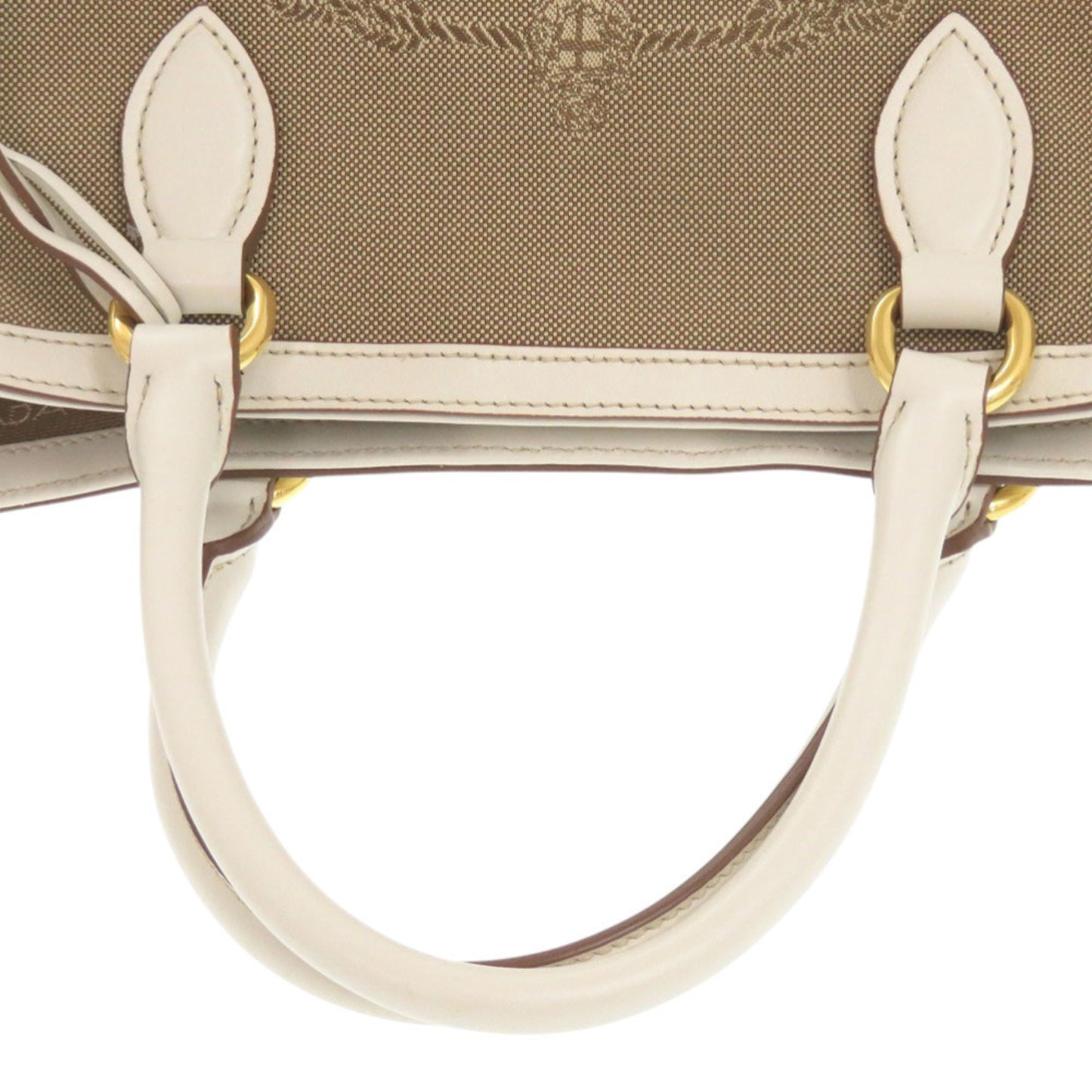 Like New Prada Logo Jacquard 1Ba172 Leather Corda Talc Beige White Shoulder Bag 0780 Prada