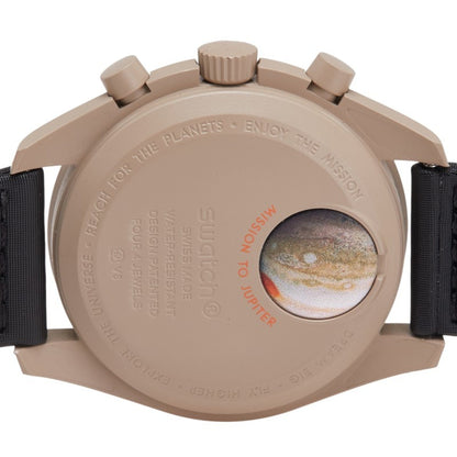 Omega X Swatch Moonswatch Mission To Jupiter Watch So33C100 Quartz Movement Beige Dial Ceramic Nylon