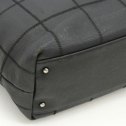 Chanel Chocolate Bar Tote Bag Leather Black