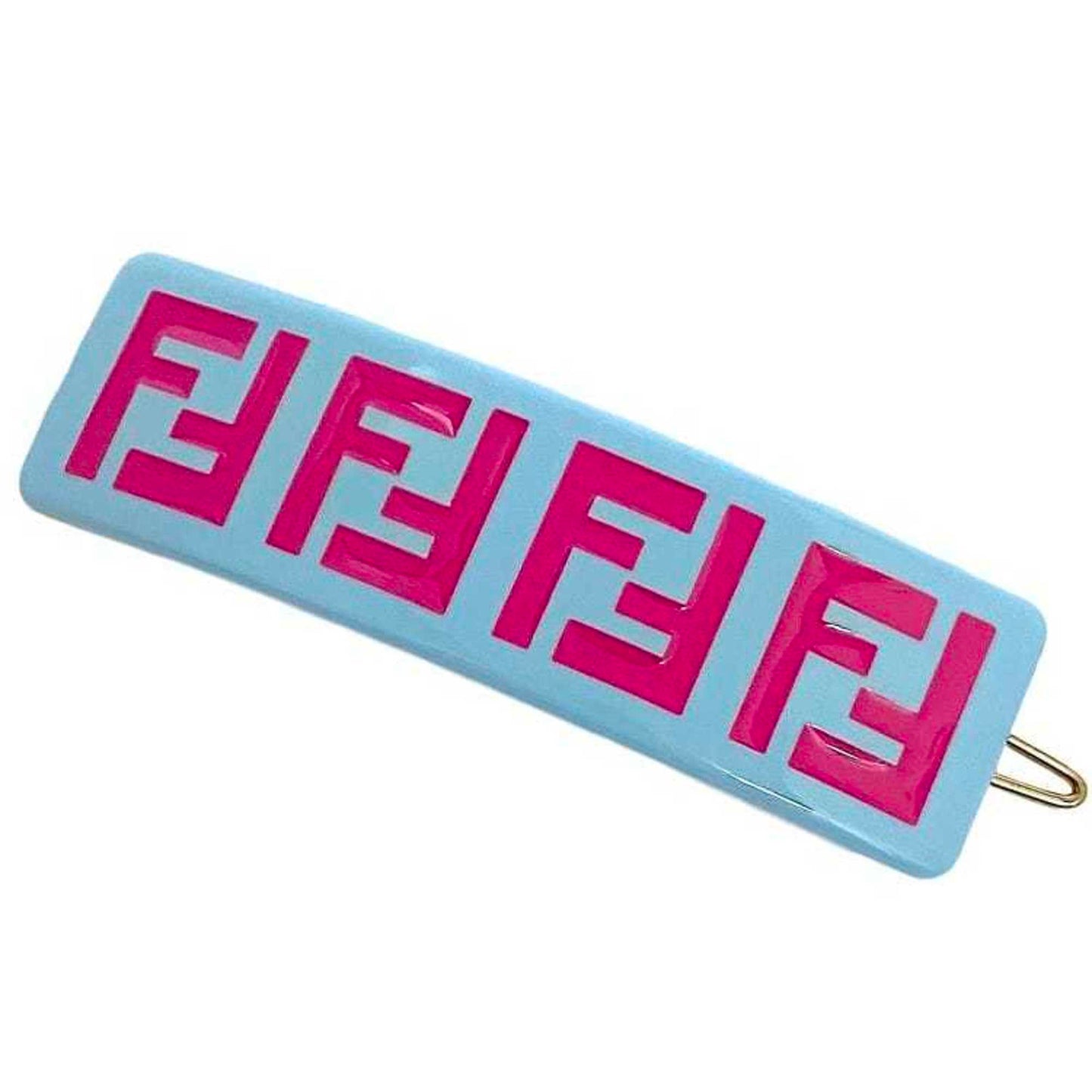 Fendi Valletta Light Blue Pink Jfp402 Hair Clip Plastic Gp Fendi Ff Zucca Square