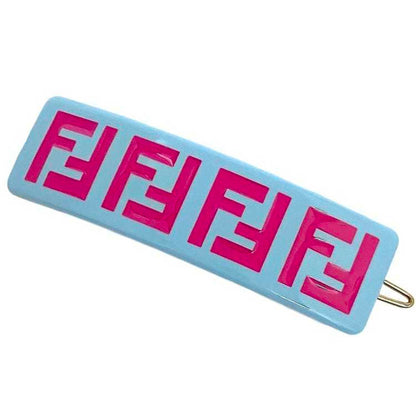 Fendi Valletta Light Blue Pink Jfp402 Hair Clip Plastic Gp Fendi Ff Zucca Square