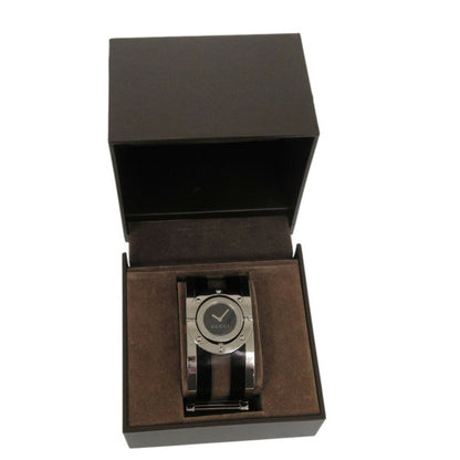 Gucci 112 Toile Bangle Stainless Steel Plastic Black Quartz Watch