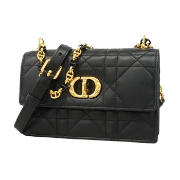 Christian Dior Cannage Miska 12 Shoulder Bag In Black Leather