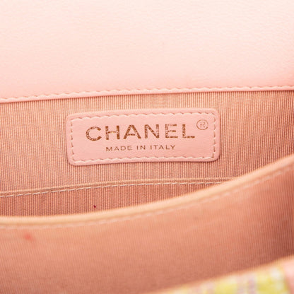 Chanel Boy Chanel Coco Mark Chain Shoulder Bag In Pink Multicolor Tweed