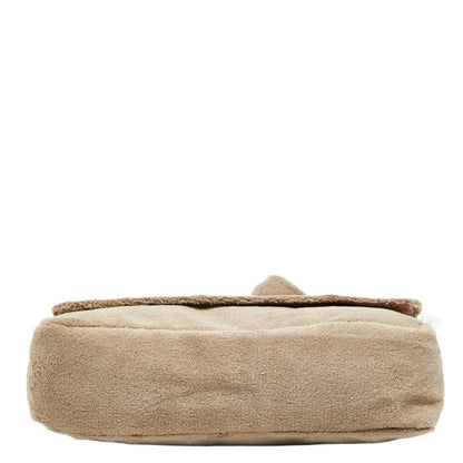 Chanel Coco Mark Novelty Crossbody Shoulder Bag In Beige And White With Pile