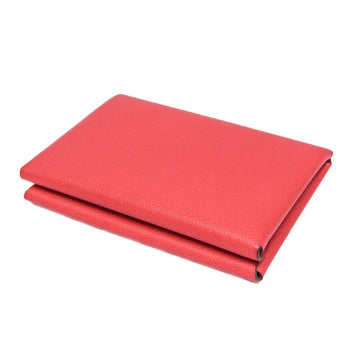 Hermes Calvi Duo Leather Card Case Ruby