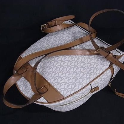 Michael Kors Mk Pattern Ivory Leather Backpack