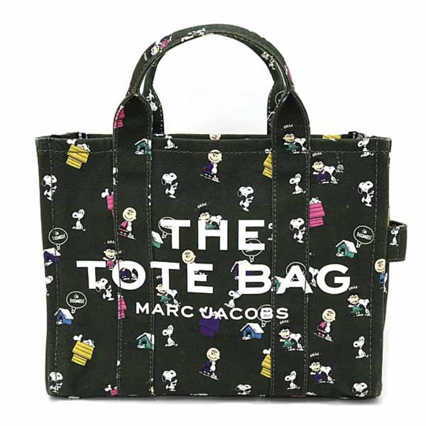 Marc Jacobs X Peanuts Collaboration: The Tote Canvas Tote Bag In Khaki Green.