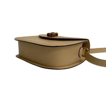 Gucci Old Gucci Bamboo Turnlock Leather Shoulder Bag/Pochette Beige 96-10