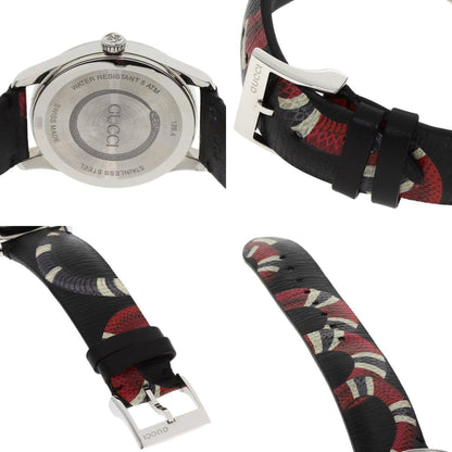 Gucci Ya1264007A G-Timeless Le March Des Merveilles Kingsnake Watch In Stainless Steel And Leather