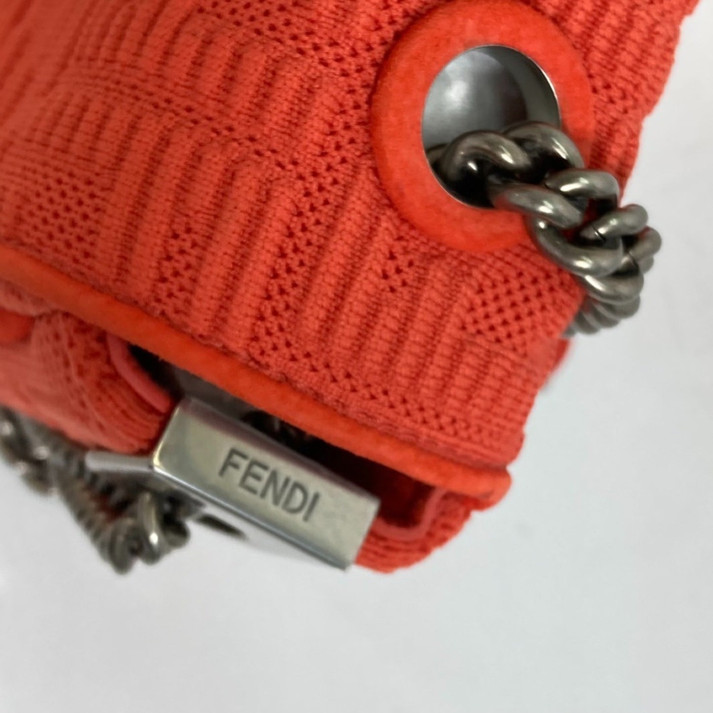 Fendi 8Br793 Baguette Chain Midi Double Shoulder Bag In Canvas/Leather