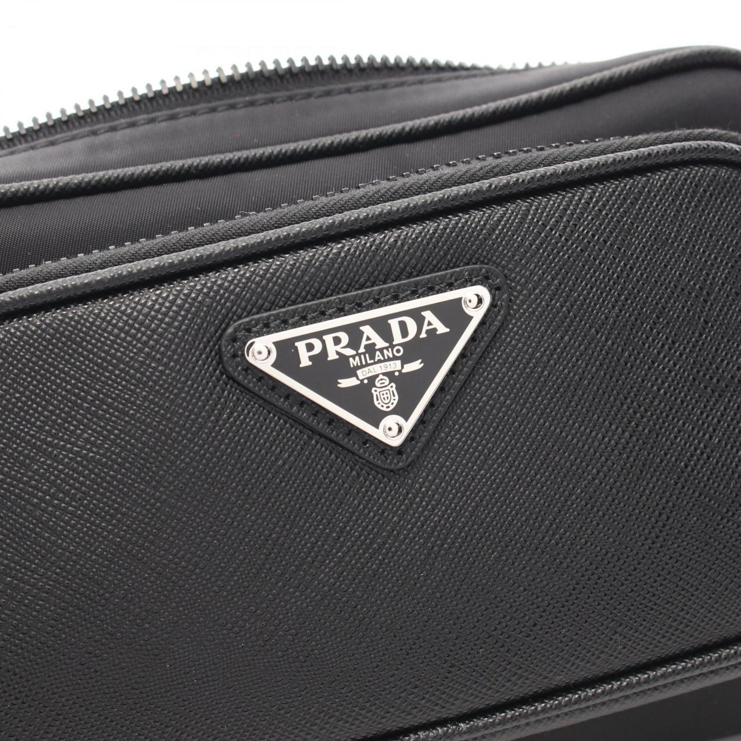 Prada Tessuto + Saffiano Shoulder Bag Nylon Saffiano Leather