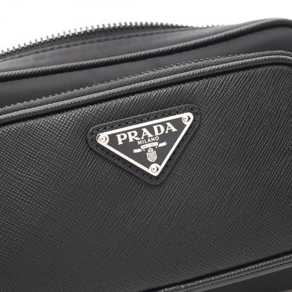 Prada Tessuto + Saffiano Shoulder Bag Nylon Saffiano Leather