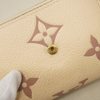 Louis Vuitton Monogram Empreinte Bicolor Tri-Fold Wallet Portefeuille Victorine M80086 Crme Bois De
