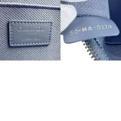 Christian Dior Handbag Vanity Bag Canvas Blue Silver