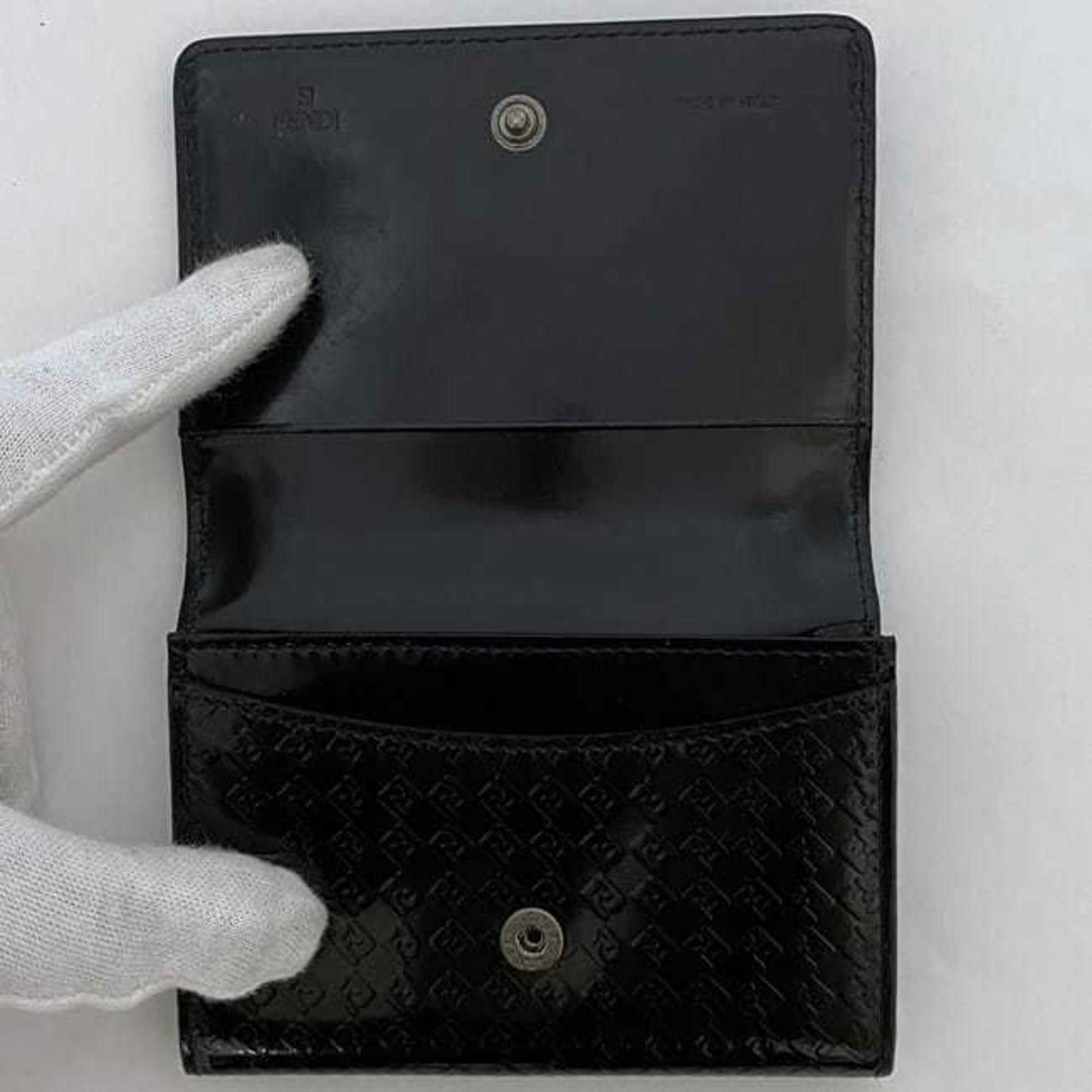 Fendi Card Case Ec-22688 Black Micro Zucca 7M0040 Business Holder Patent Leather 000Xh3 F0Xb8 Fendi