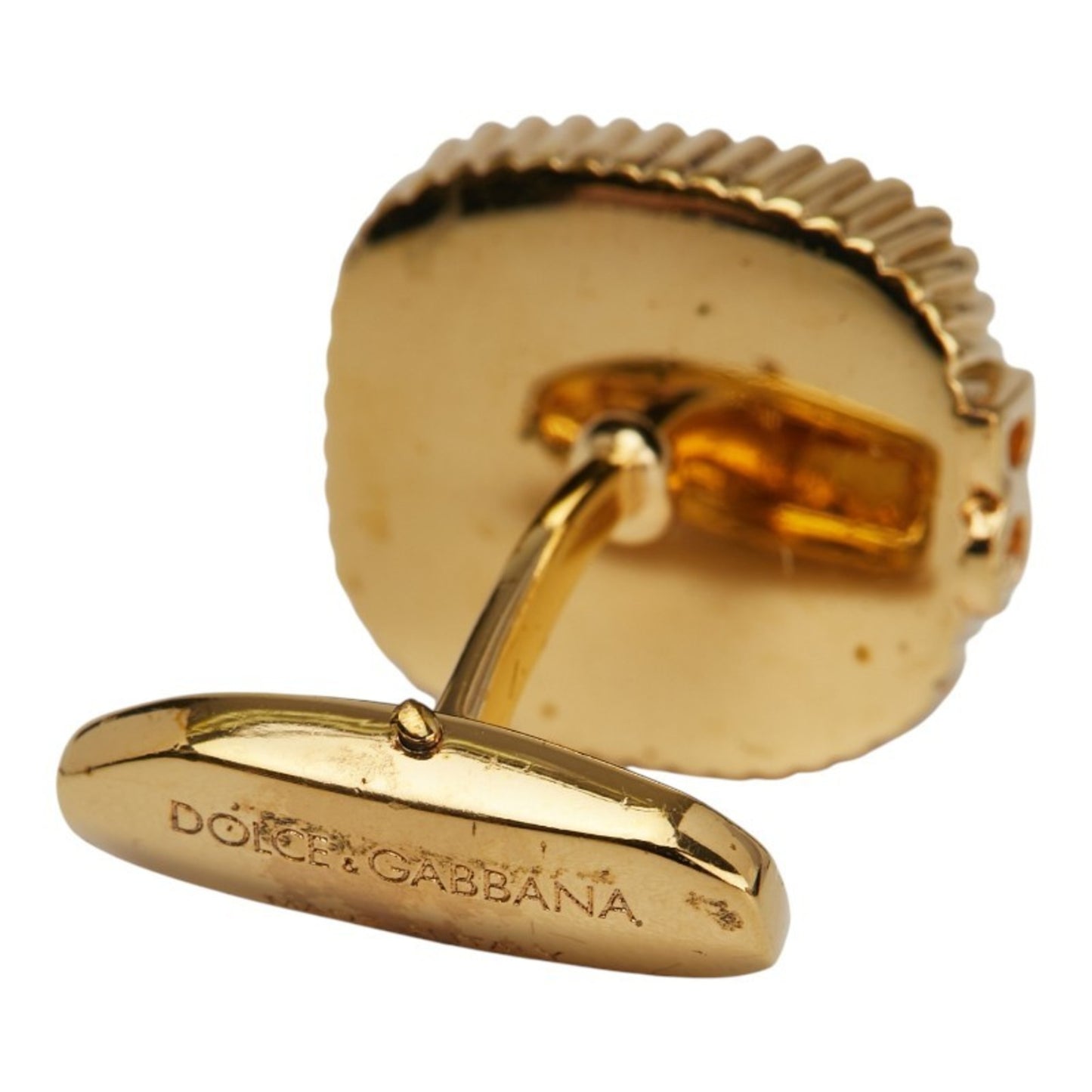 Dolce & Gabbana Crown Leopard Motif Square Cufflinks In Gold