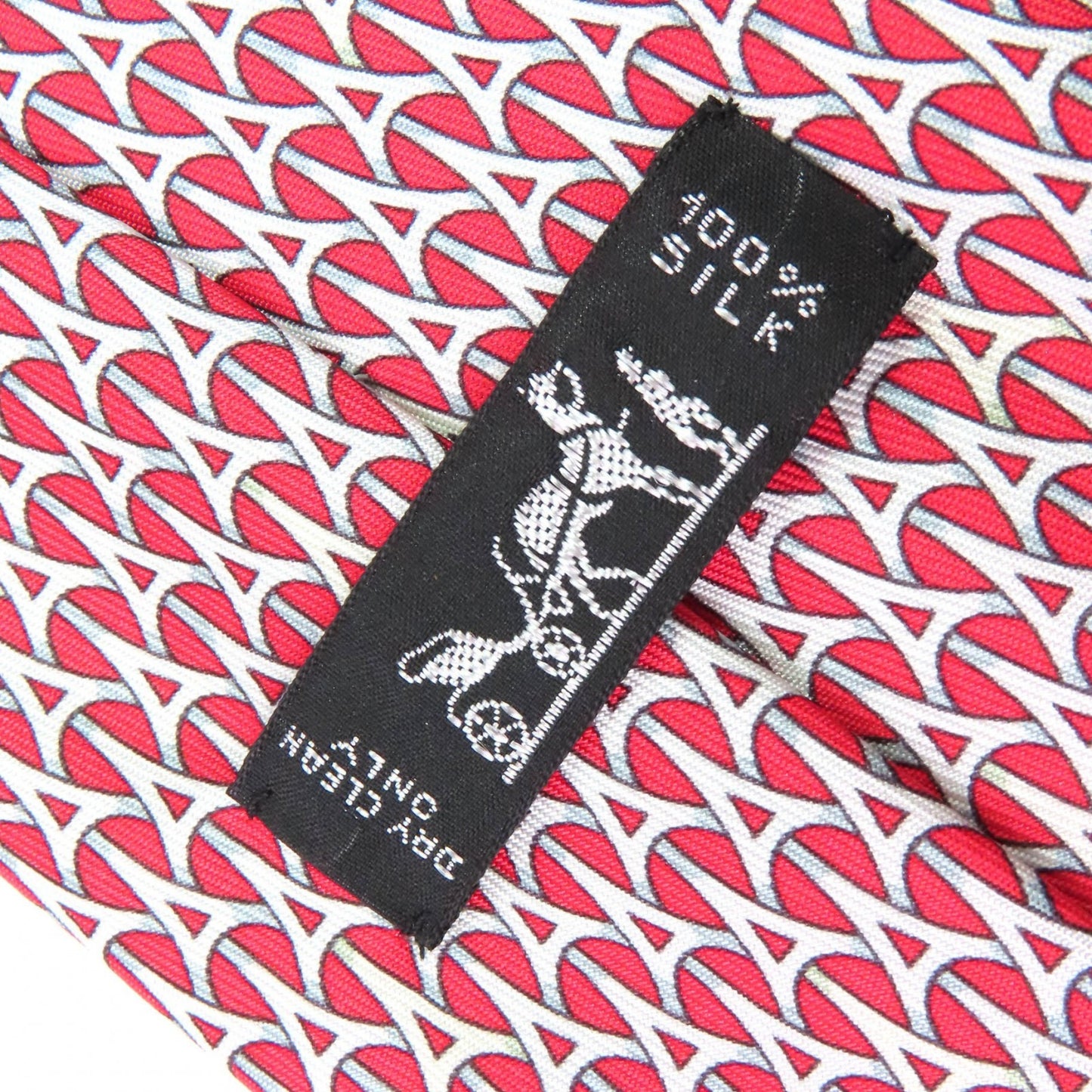 Hermes 5265 Sa 100% Silk Geometric Print Cravat Tie In Red With Box