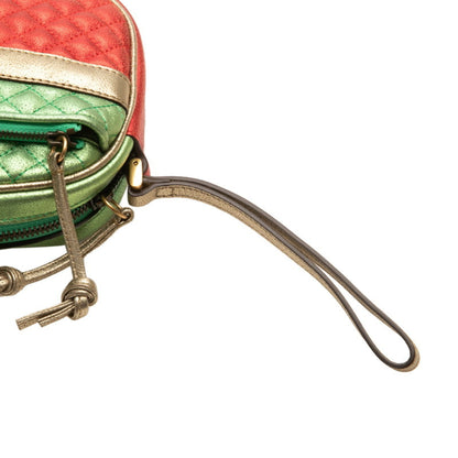Gucci Laminated Quilted Clutch Bag/Second Bag 540985 Red Green Gold Leather
