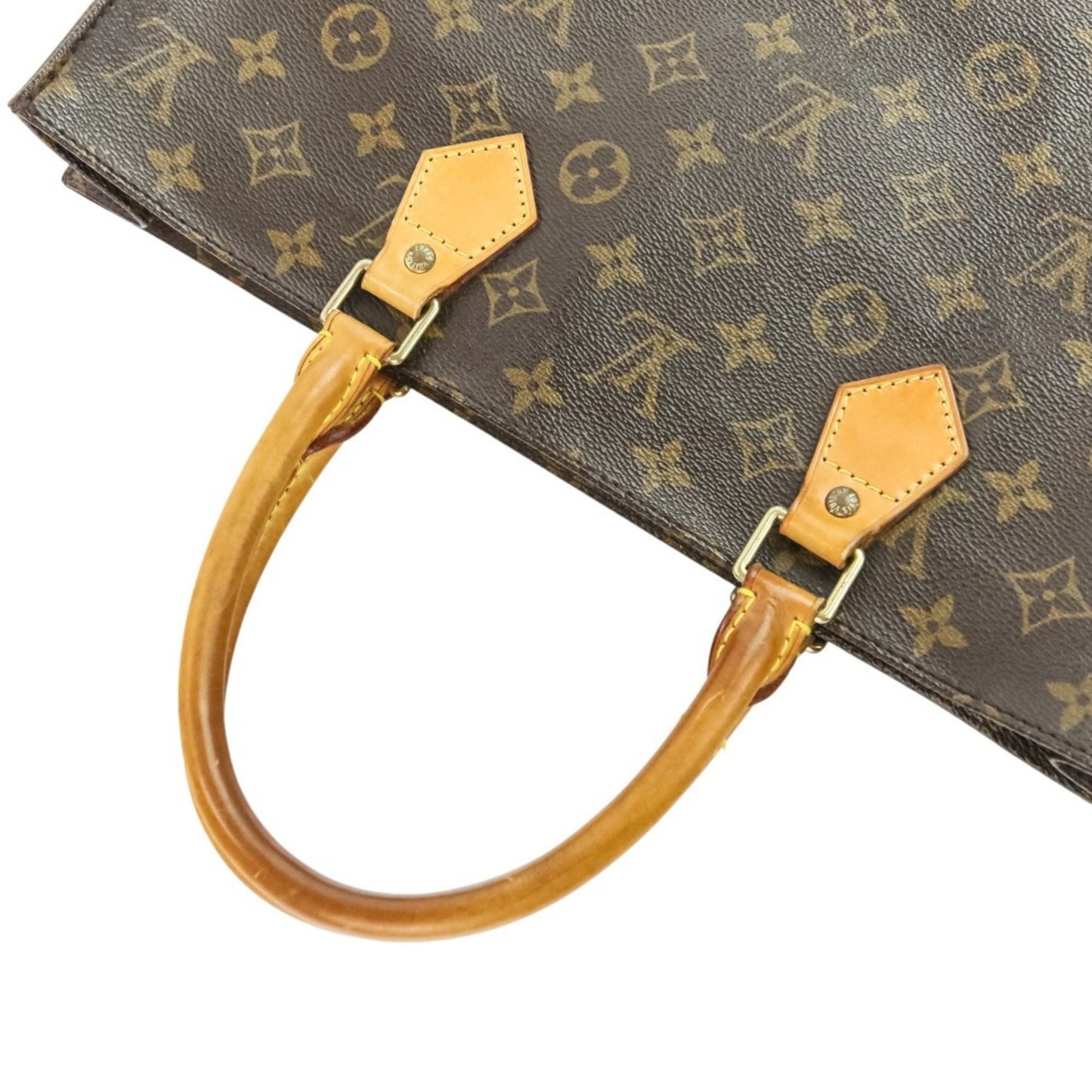 Louis Vuitton Monogram Sac Plat Handbag Tote Bag M51140 Brown