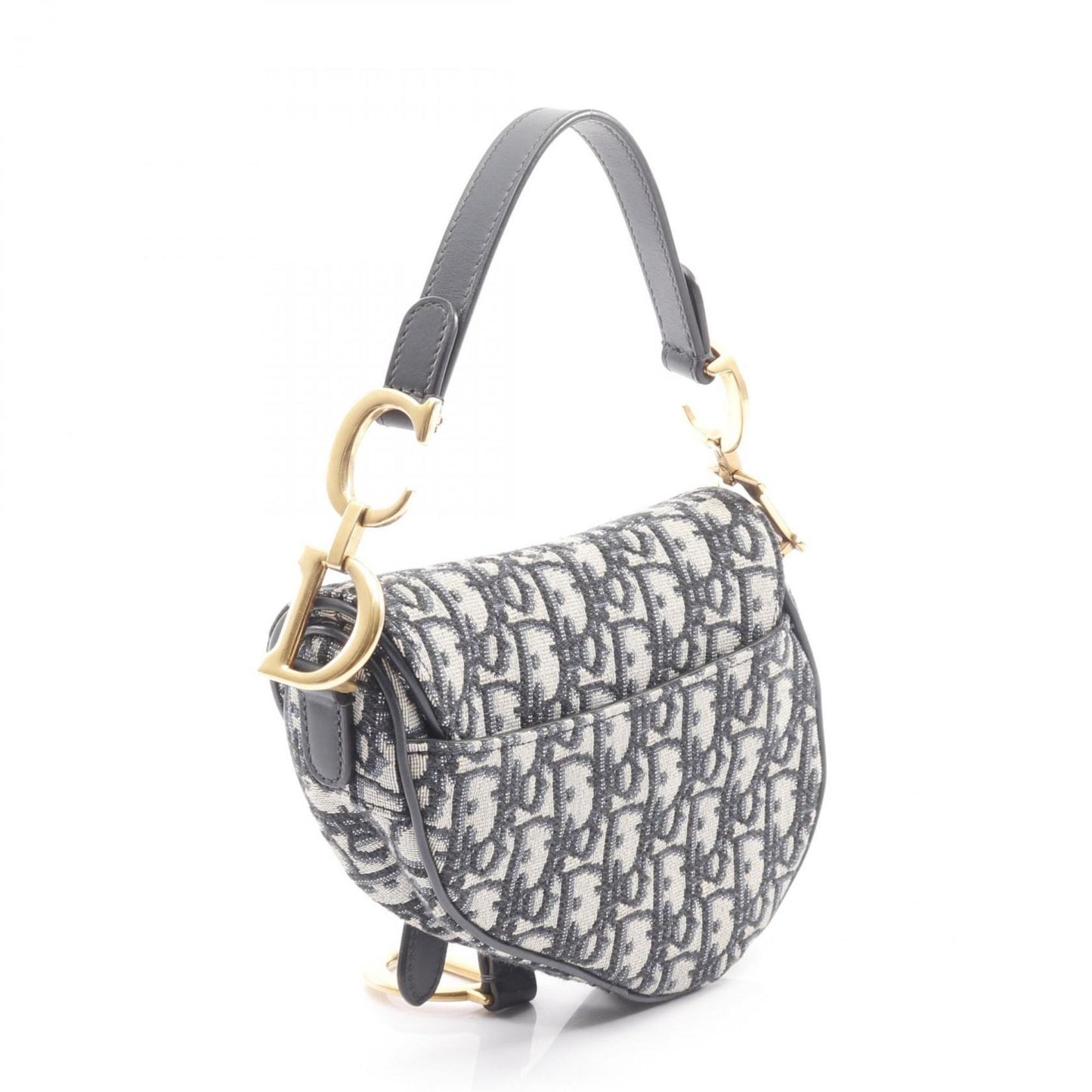 Christian Dior Dior Saddle Bag Mini Oblique Jacquard Handbag Canvas Leather