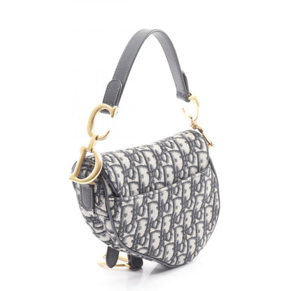 Christian Dior Dior Saddle Bag Mini Oblique Jacquard Handbag Canvas Leather